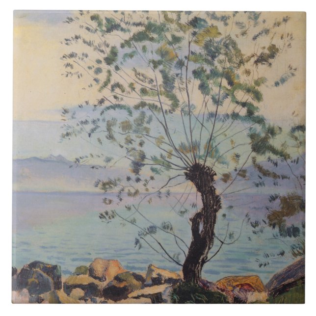 Willow Tree by the Lake (Swiss Landscape) Tile (Front)