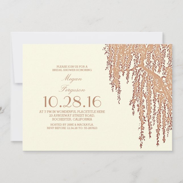 Willow tree elegant outdoor bridal shower invitation (Front)