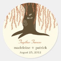 Willow Tree Fall Wedding Favour Sticker