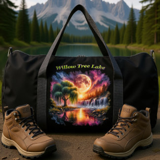 Willow Tree Lake Moonlit Falls Duffle Bag