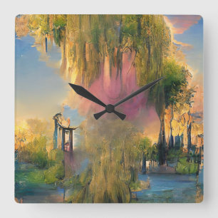  Willow tree of the future at sunset   Square Wall Clock
