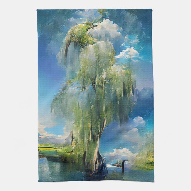  Willow tree to the sky Abstract Tea Towel (Vertical)