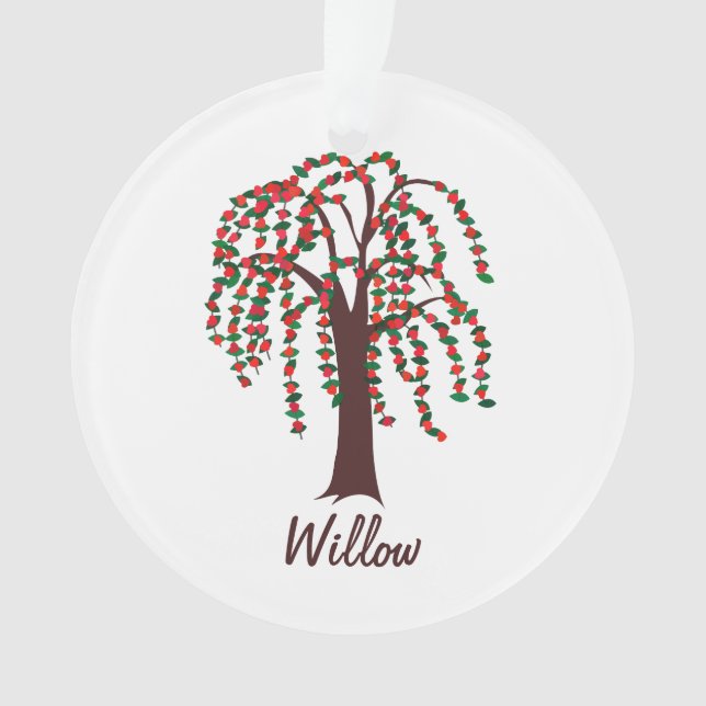 Willow Tree with Hearts - Customisable Ornament (Front)