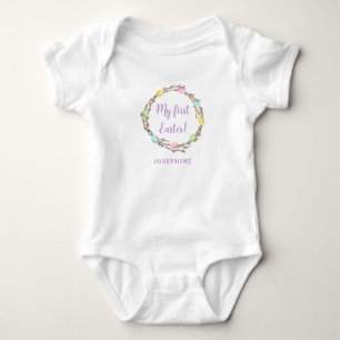 Willow Wreath With Pastel Eggs My First Easter Baby Bodysuit
