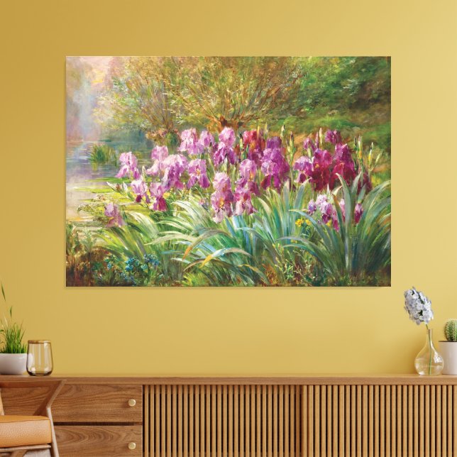 Willows and Irises by a Creek Canvas Print (Insitu(LivingRoom))