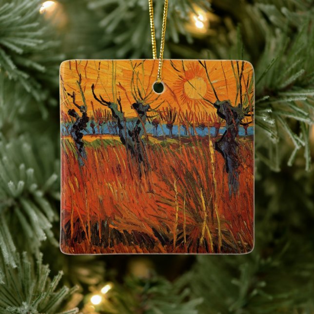 Willows at Sunset by Vincent van Gogh Ceramic Tree Decoration (Tree)