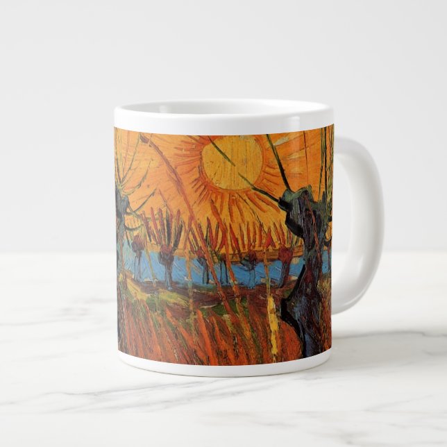 Willows at Sunset by Vincent van Gogh Large Coffee Mug (Front Right)