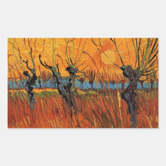 Willows at Sunset by Vincent van Gogh Rectangular Sticker (Front)