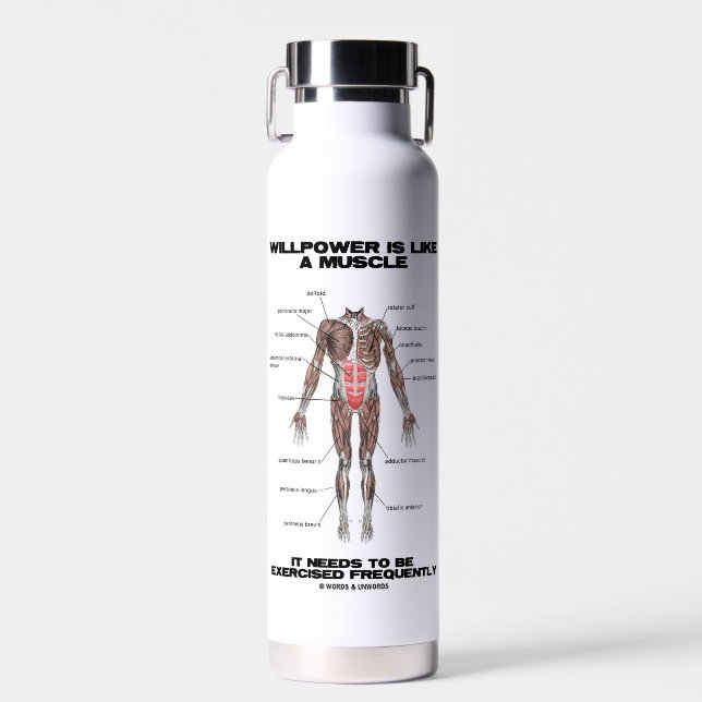 Willpower Is Like A Muscle Needs To Be Exercised Water Bottle (Front)