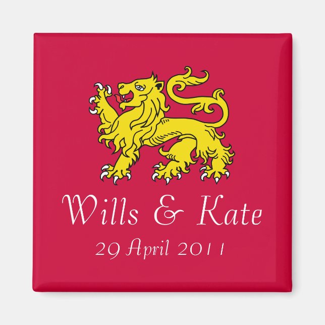 Wills and Kate Royal Wedding Magnet (Red) (Front)
