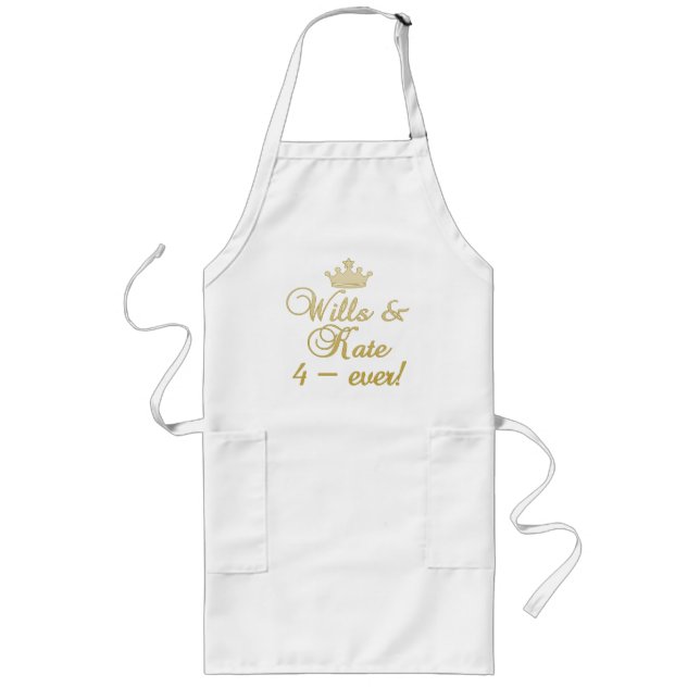 Wills & Kate 4-Ever T-shirts, Mugs, Gifts Long Apron (Front)