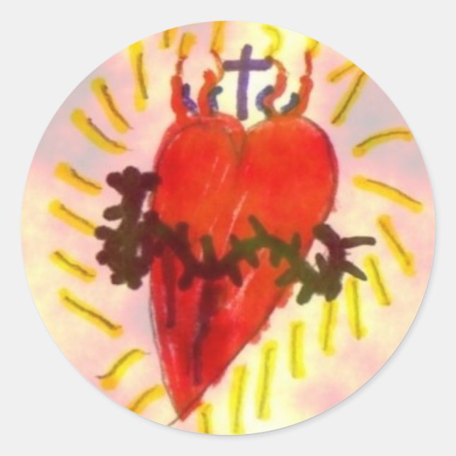 Will's Sacred Heart Image Classic Round Sticker (Front)