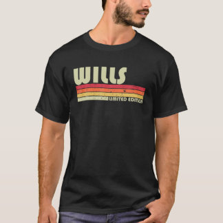WILLS Surname Funny Retro Vintage 80S 90S Birthday T-Shirt