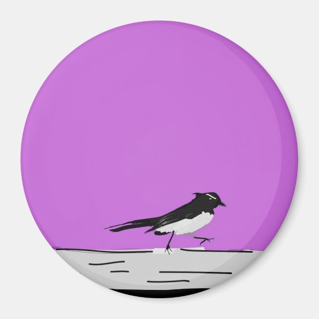 "Willy Wagtail" Magnet (Pink) (Front)
