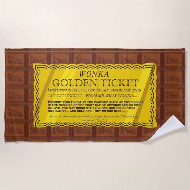 Willy Wonka Golden Ticket Beach Towel (Front)