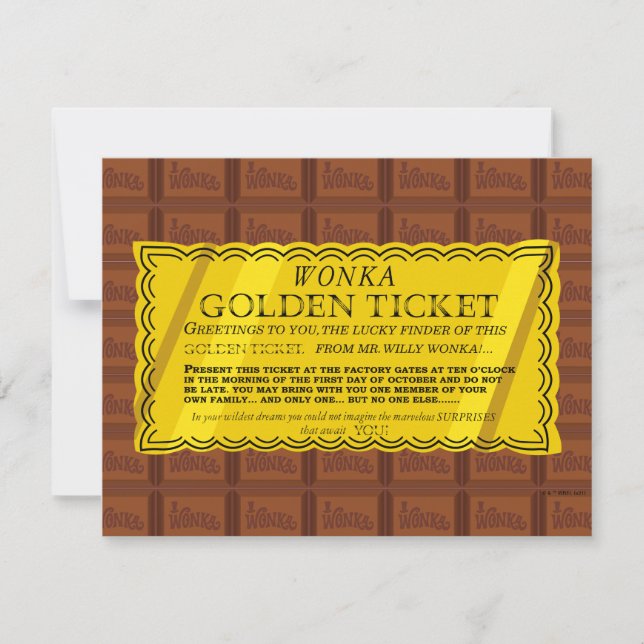 Willy Wonka Golden Ticket Card (Front)