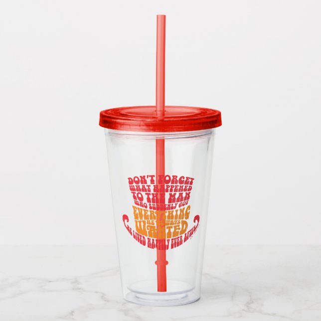 Willy Wonka Hat Typography Acrylic Tumbler (Front)