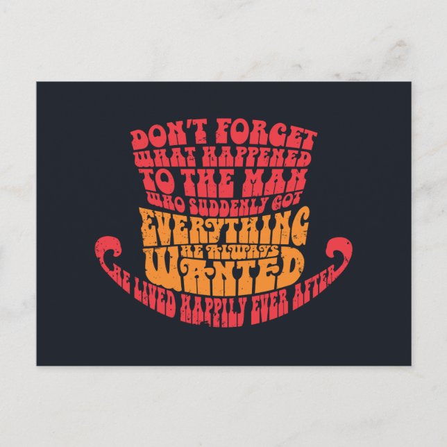 Willy Wonka Hat Typography Postcard (Front)