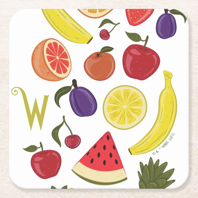 Willy Wonka Lickable Wallpaper Pattern Square Paper Coaster (Front)