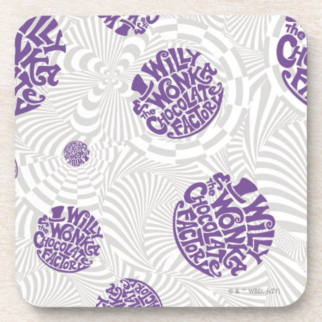 Willy Wonka Logo Psychedelic Graphic Coaster (Front)