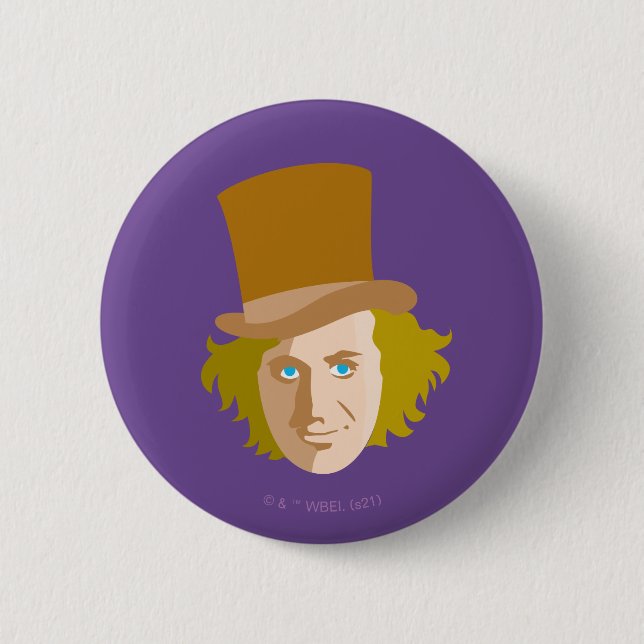 Willy Wonka Stenciled Face Graphic 6 Cm Round Badge (Front)
