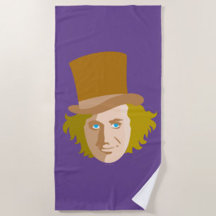 Willy Wonka Stenciled Face Graphic Beach Towel