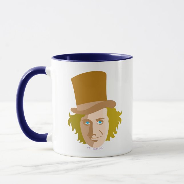 Willy Wonka Stenciled Face Graphic Mug (Left)