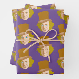 Willy Wonka Stenciled Face Graphic Wrapping Paper Sheet