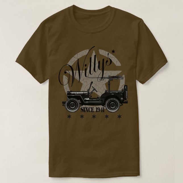 Willys US Military Off Road Vehicle  T-Shirt (Design Front)