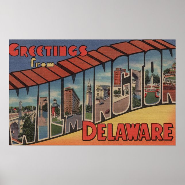 Wilmington, Delaware - Large Letter Scenes Poster (Front)