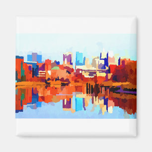 Wilmington Delaware Skyline by Jon Baran Magnet