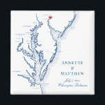 Wilmington Delaware Wedding Favour Magnet<br><div class="desc">Quick and Easy ordering! These Wilmington Delaware map magnets make great Delaware wedding favours to include in your Wilmington destination wedding welcome bags. Move the heart by clicking "Edit Using design tool" under "Personalise". Featuring a map of Chesapeake Bay with Artwork by Coastal Map Designs</div>