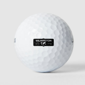 Wilmington Map GPS Coordinates Artwork Golf Balls