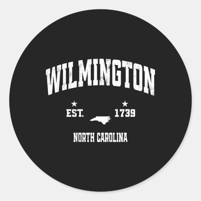Wilmington North Carolina Nc Throwback Classic Round Sticker (Front)