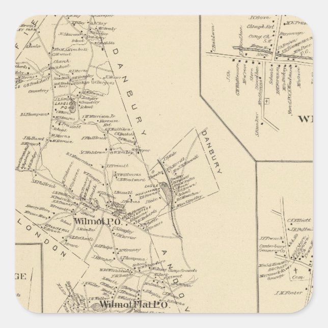 Wilmot, Merrimack County Square Sticker (Front)