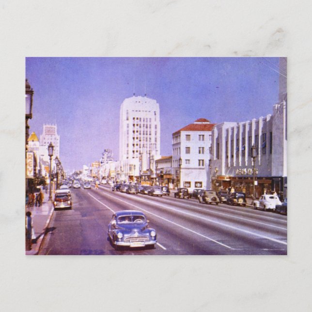 Wilshire Blvd., Miracle Mile, Los Angeles Vintage Postcard (Front)