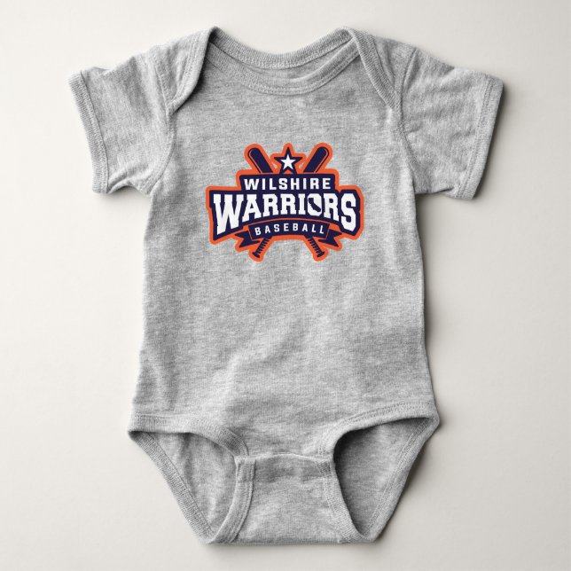 Wilshire Warriors Baseball League Logo Baby Bodysuit (Front)