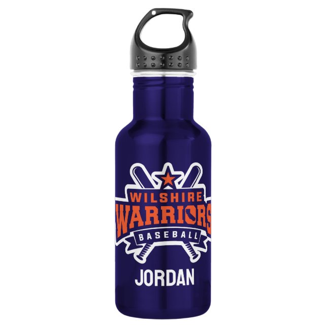 Wilshire Warriors Baseball League White Logo 532 Ml Water Bottle (Front)
