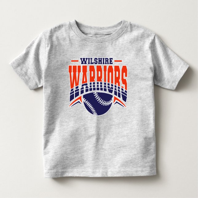 Wilshire Warriors Navy Baseball Logo Toddler T-Shirt (Front)