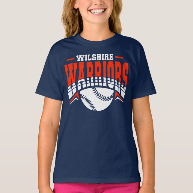 Wilshire Warriors White Baseball Logo T-Shirt (Front)