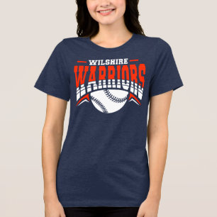 Wilshire Warriors White Baseball Logo Tri-Blend Shirt