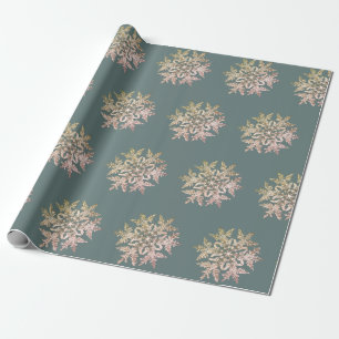 WILSON BENTLEY SNOWFLAKE ON BLUE GREY  WRAPPING PAPER