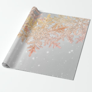 WILSON BENTLEY SNOWFLAKES PINK AND GRAY WRAPPING PAPER