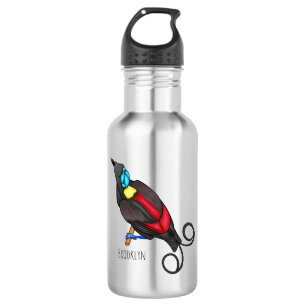 Wilson's bird-of-paradise bird cartoon 532 ml water bottle