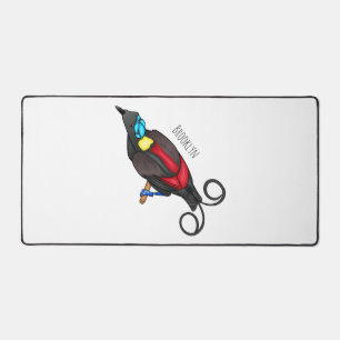 Wilson's bird-of-paradise bird cartoon desk mat