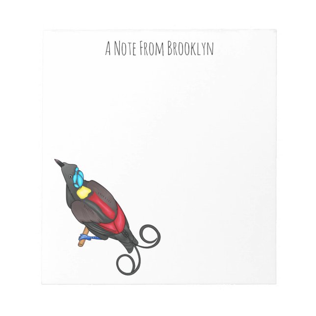 Wilson's bird-of-paradise bird cartoon notepad (Front)