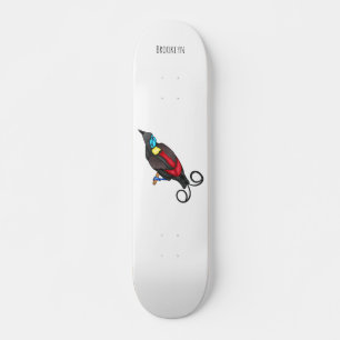 Wilson's bird-of-paradise bird cartoon skateboard