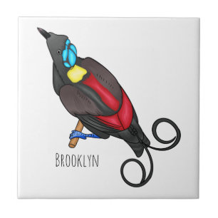 Wilson's bird-of-paradise bird cartoon tile