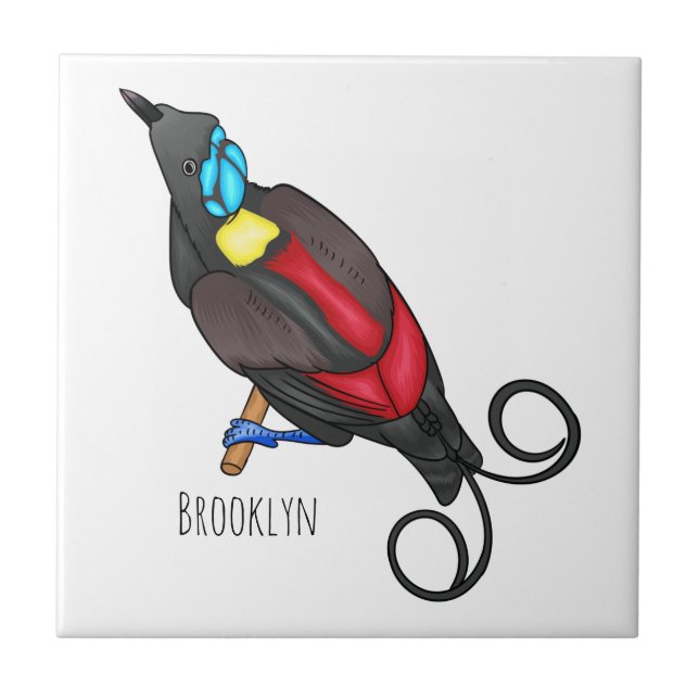 Wilson's bird-of-paradise bird cartoon tile (Front)