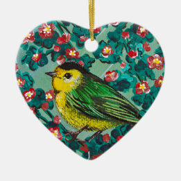 Wilson's Warbler Ceramic Tree Decoration